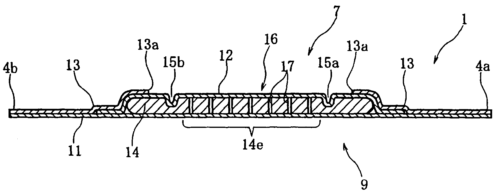 Sanitary napkin having a low stiffness region and incisions