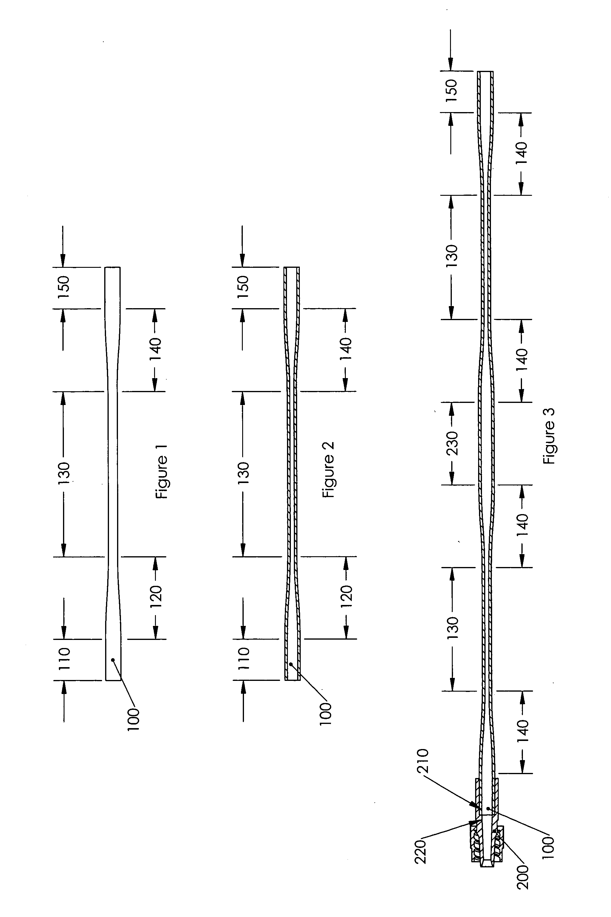 Tapered tubing for use in extracorporeal circuit for peripheral vein fluid removal