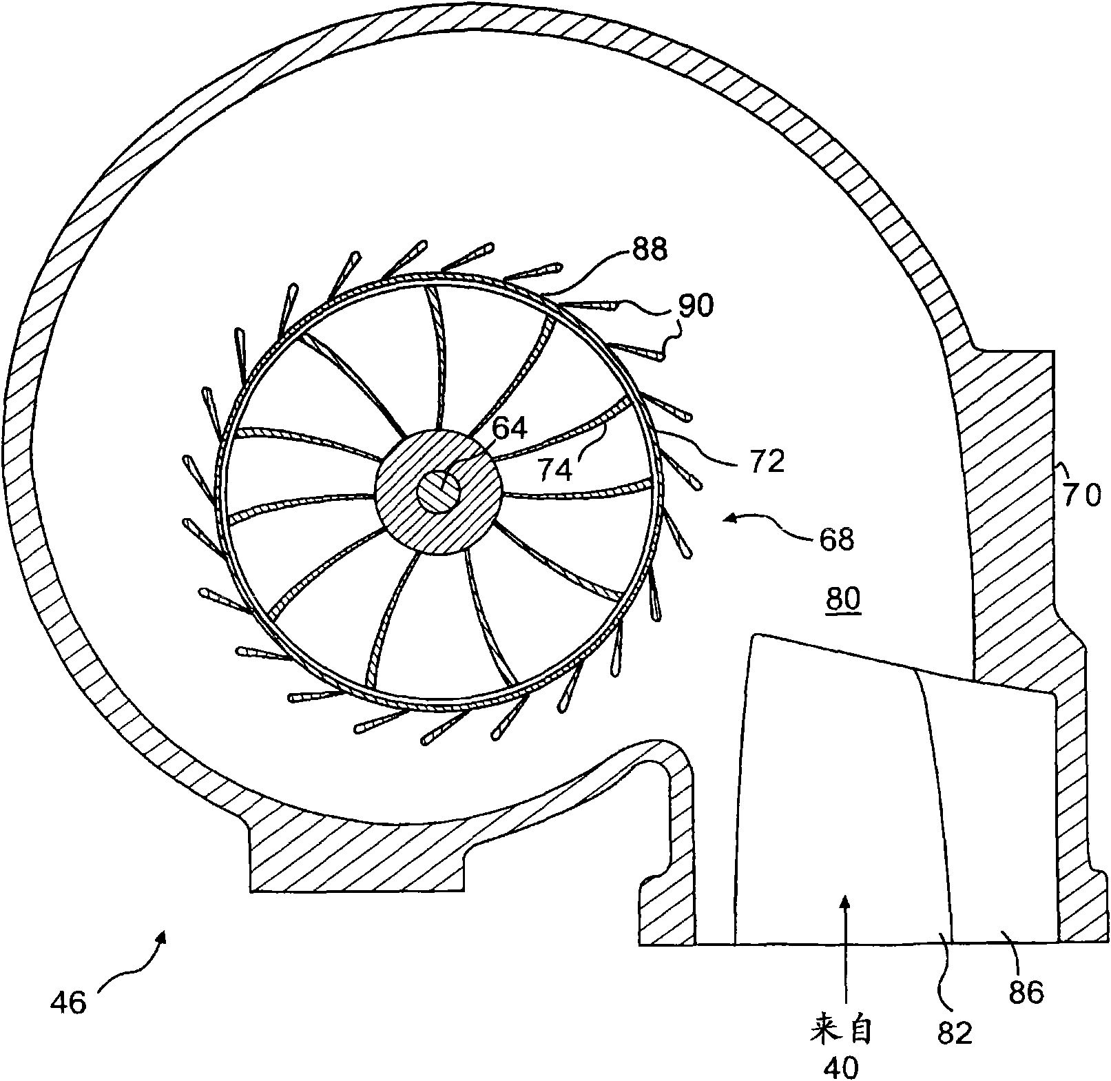 Exhaust gas turbocharger with 2 inflow channels connected by a valve