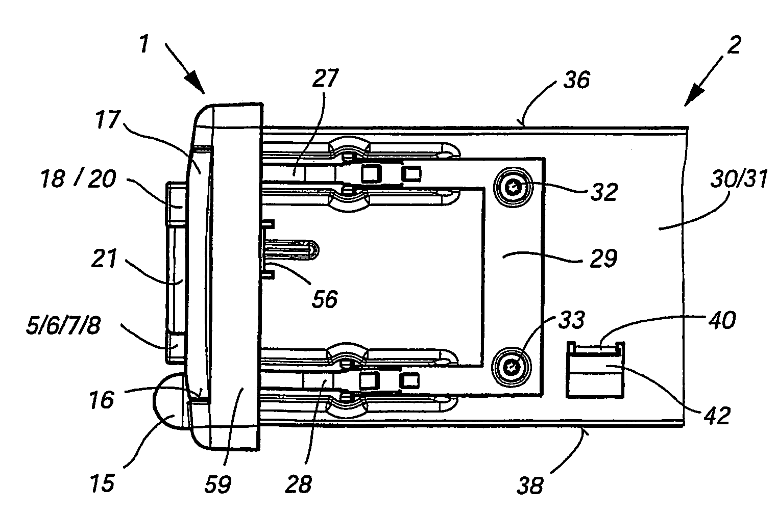 Arrangement for connecting a device's front panel