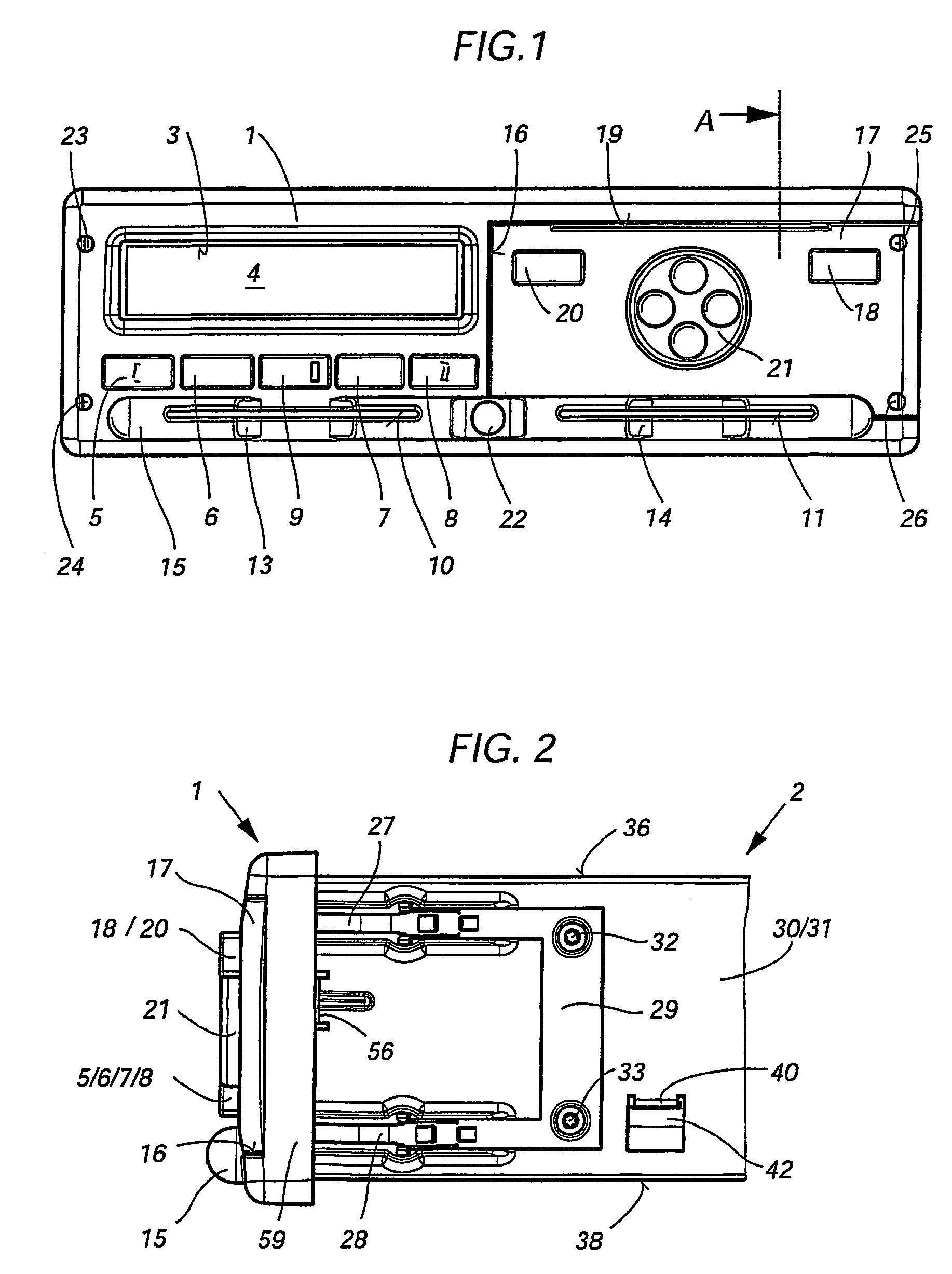 Arrangement for connecting a device's front panel