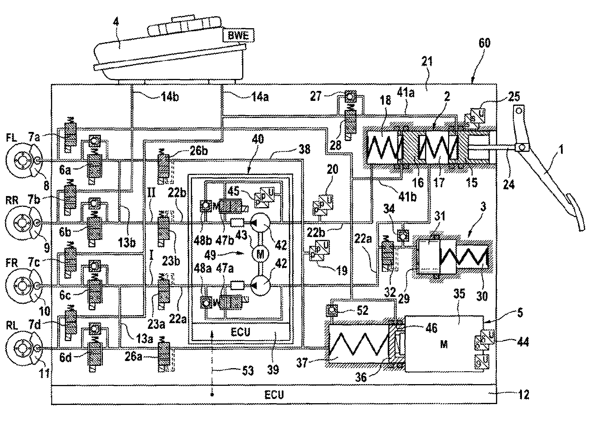 Brake system for motor vehicles and method for operating the brake system