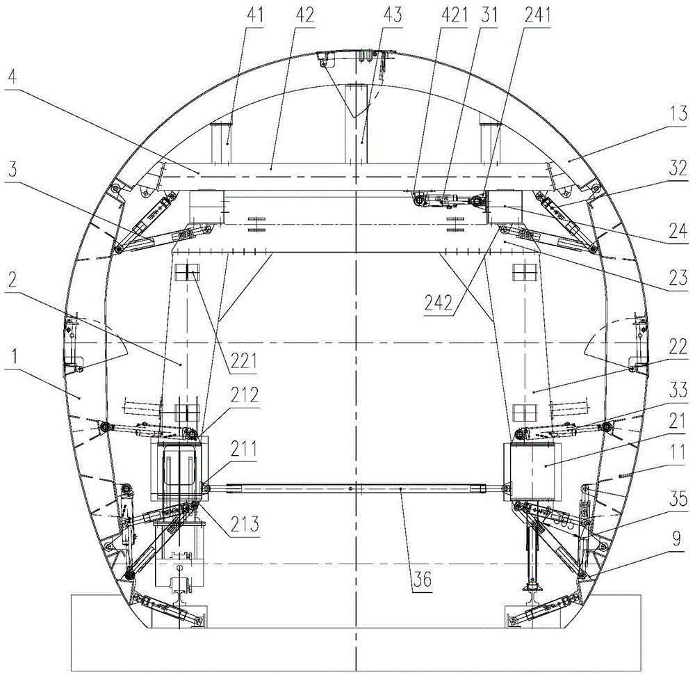 A subway tunnel lining trolley