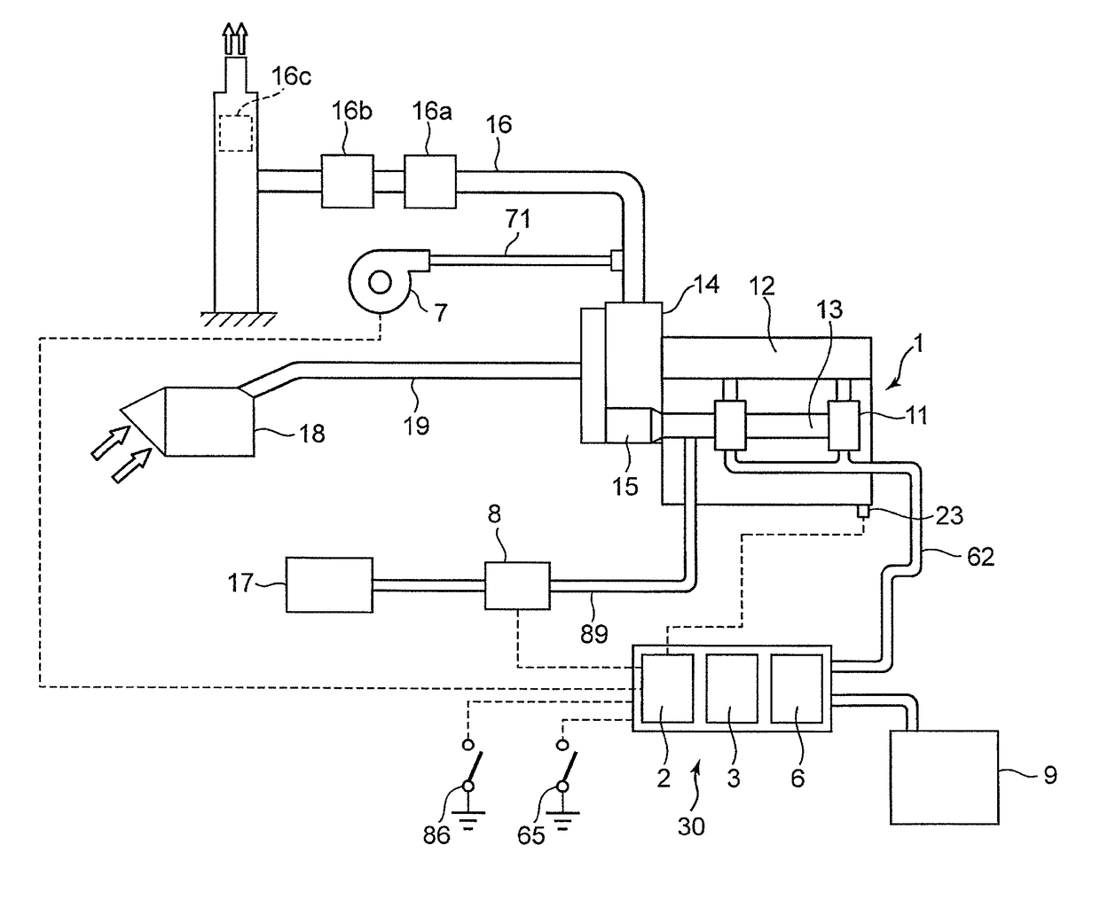 Gas internal combustion engine gas leak checking device and method for same