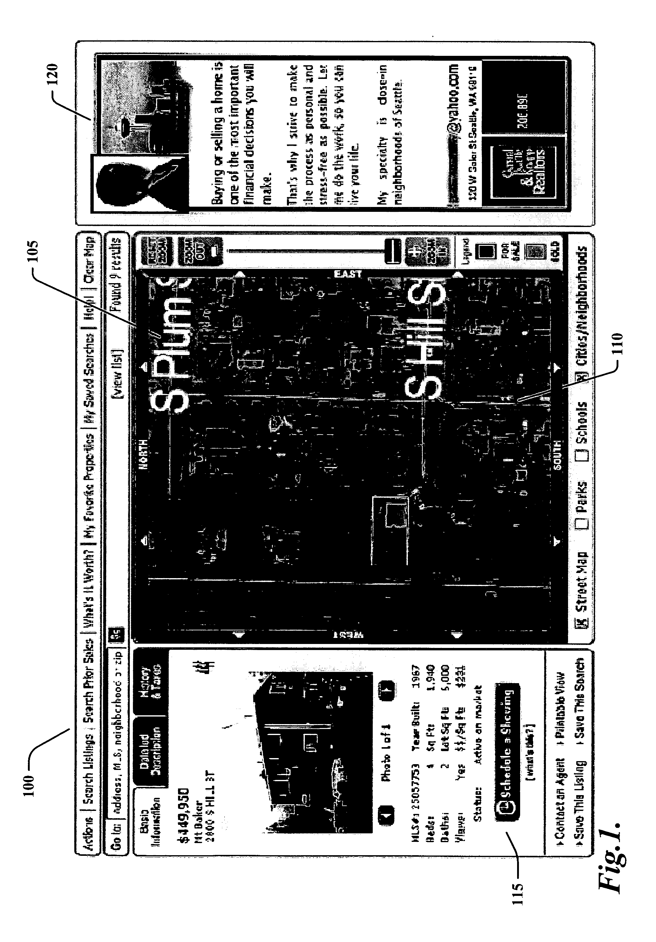 Map-based search for real estate service providers