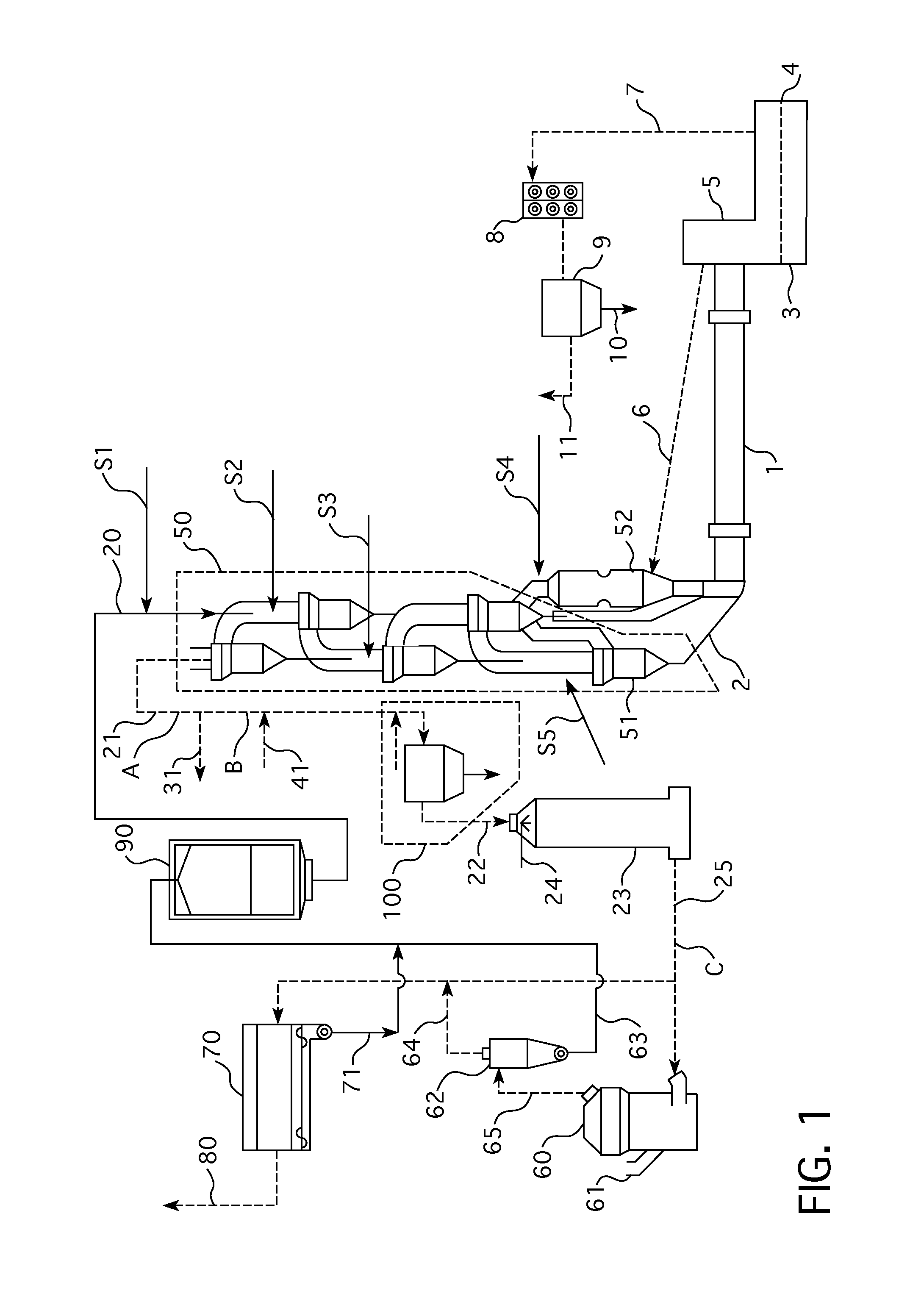 Pollution control system for kiln exhaust