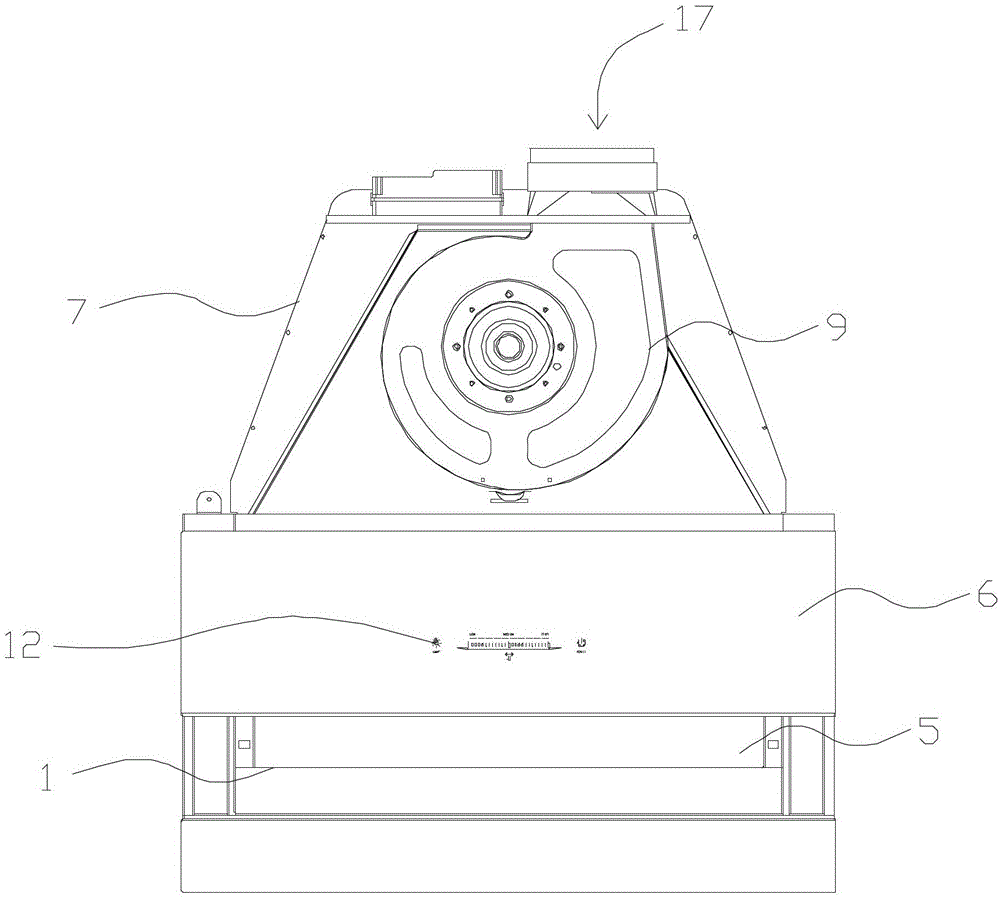 A side-suction and upper-discharge range hood