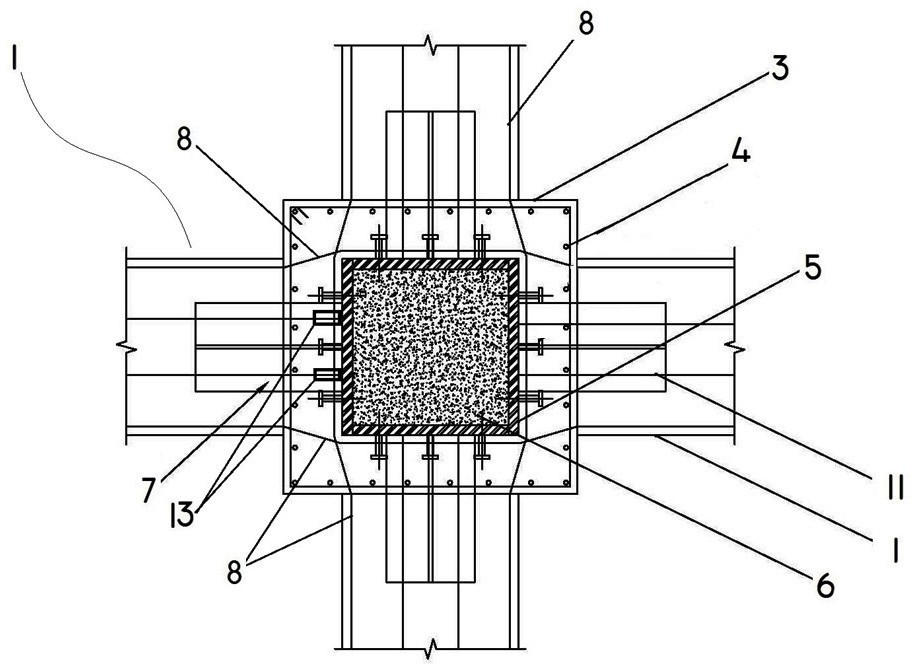 Steel structure stiff frame column and over-limit beam connecting structure and construction method thereof