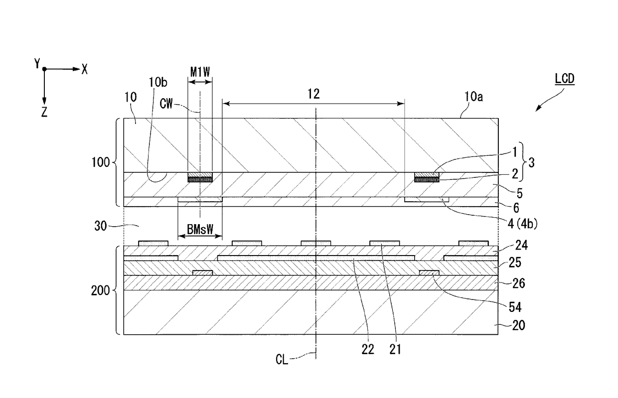 Liquid crystal display device and display device substrate