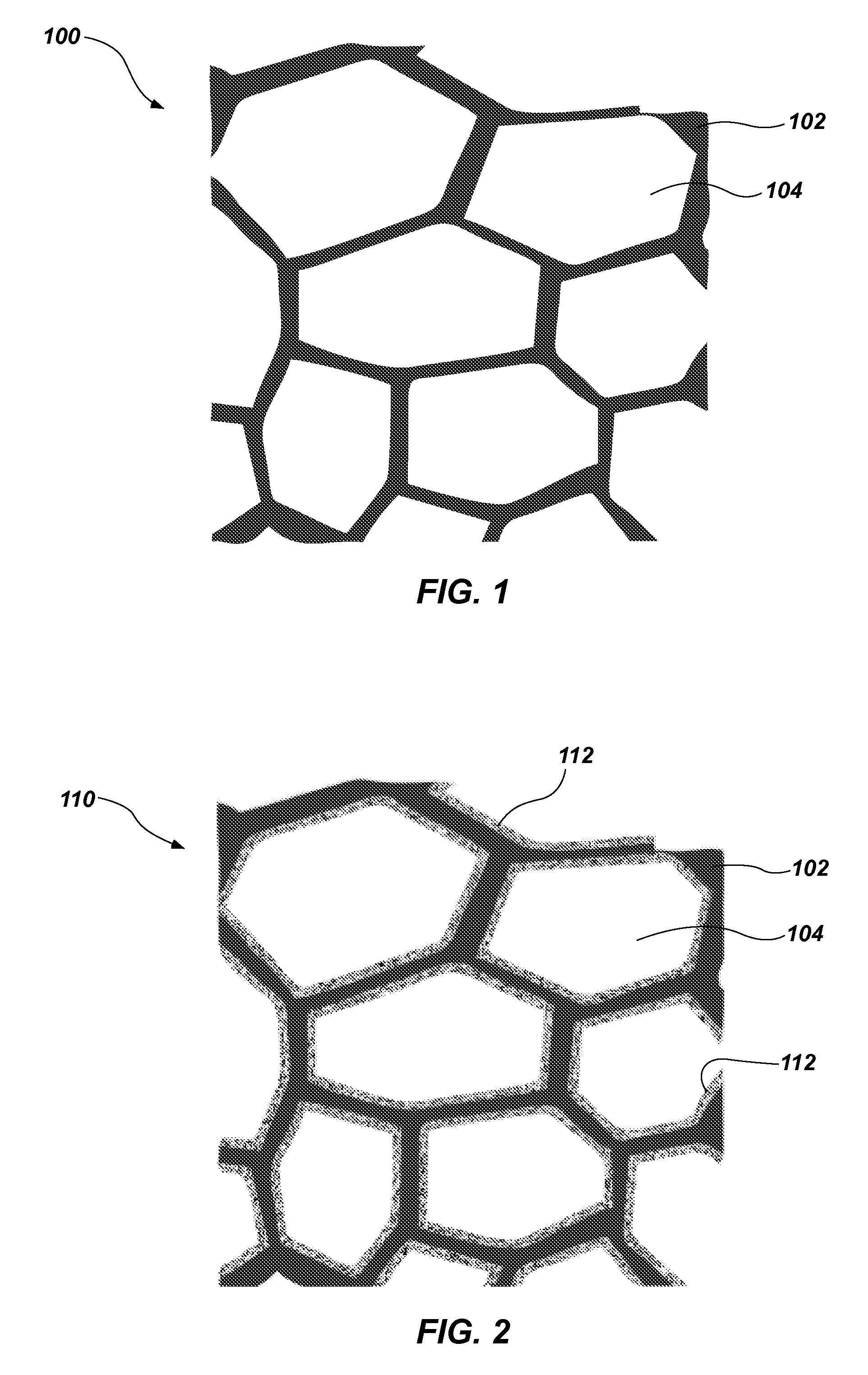 Cushioning elements comprising elastomeric material and methods of forming same