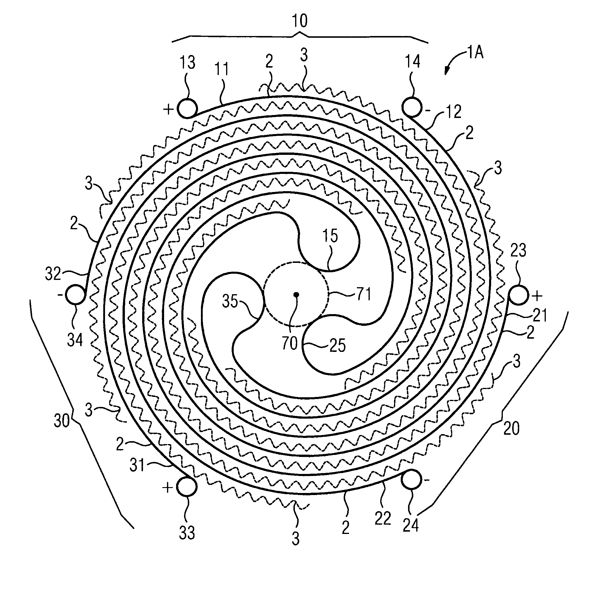 Conductor arrangement for a resistive switching element having at least two composite conductors made from superconducting conductor bands