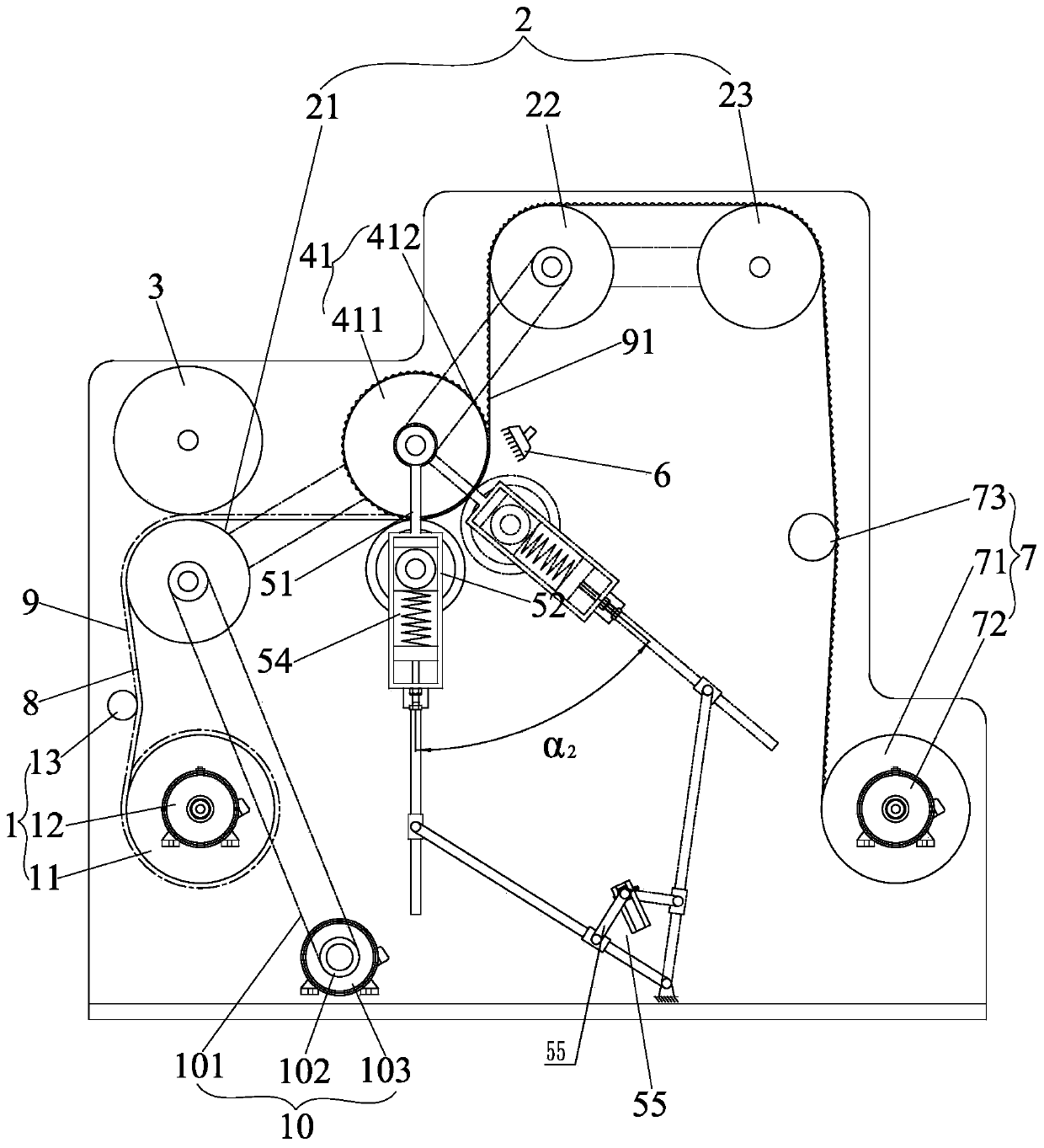 Ultrasonic assisted reciprocating swing roll to fixed roll hot-roll embossing device and embossing method