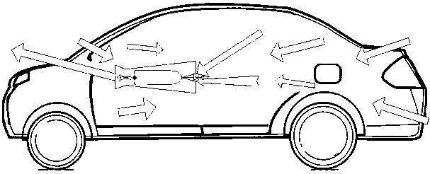 A solar rapid ventilation device for car interior in static working mode