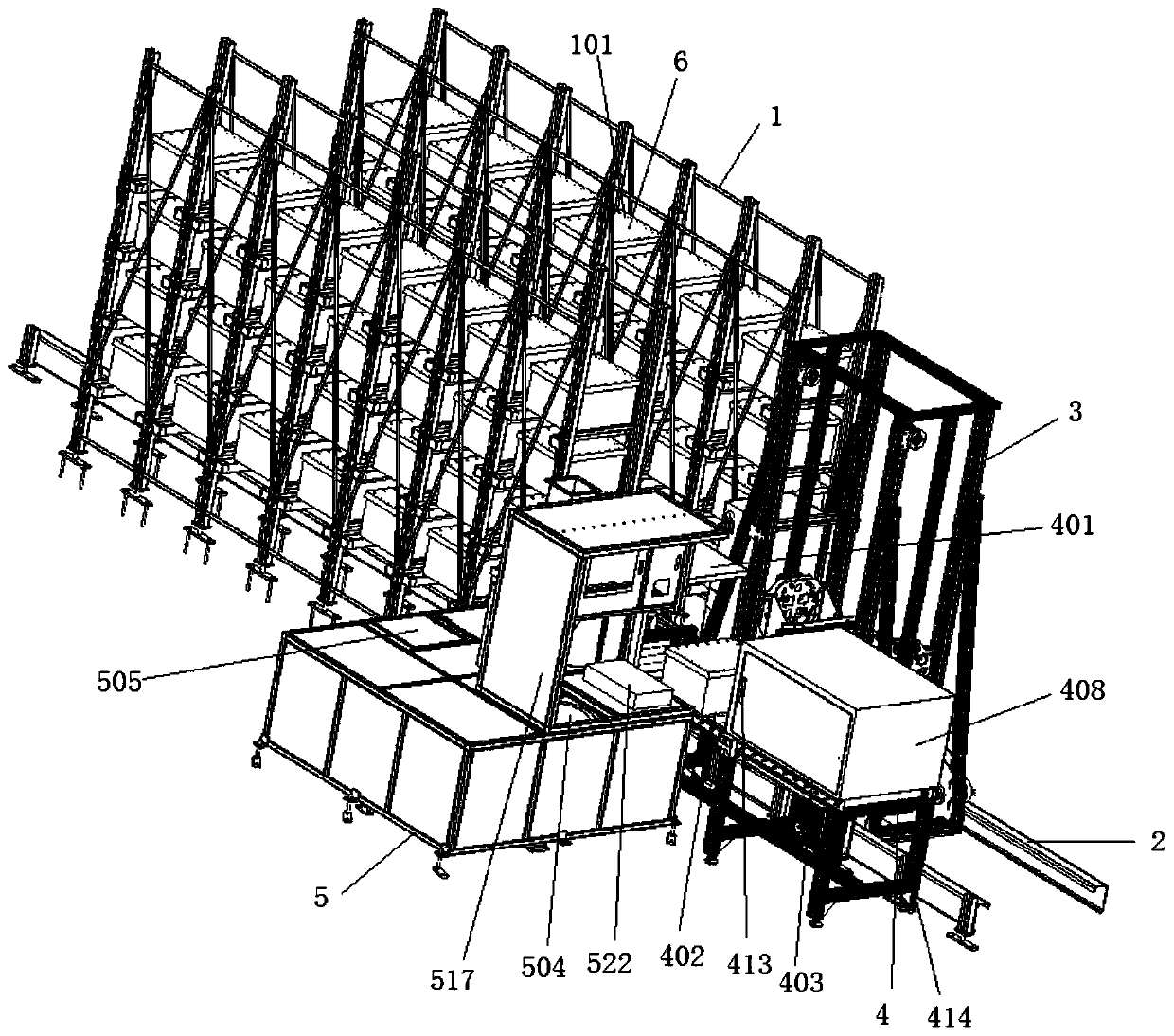 Material distribution system based on stereoscopic warehouse