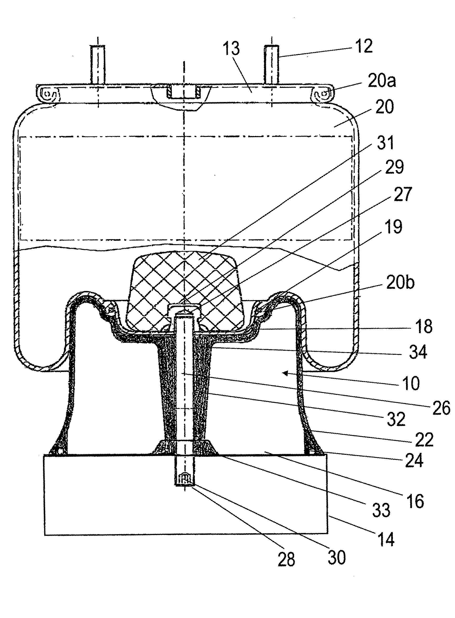 Plunger piston made from plastic for an air spring