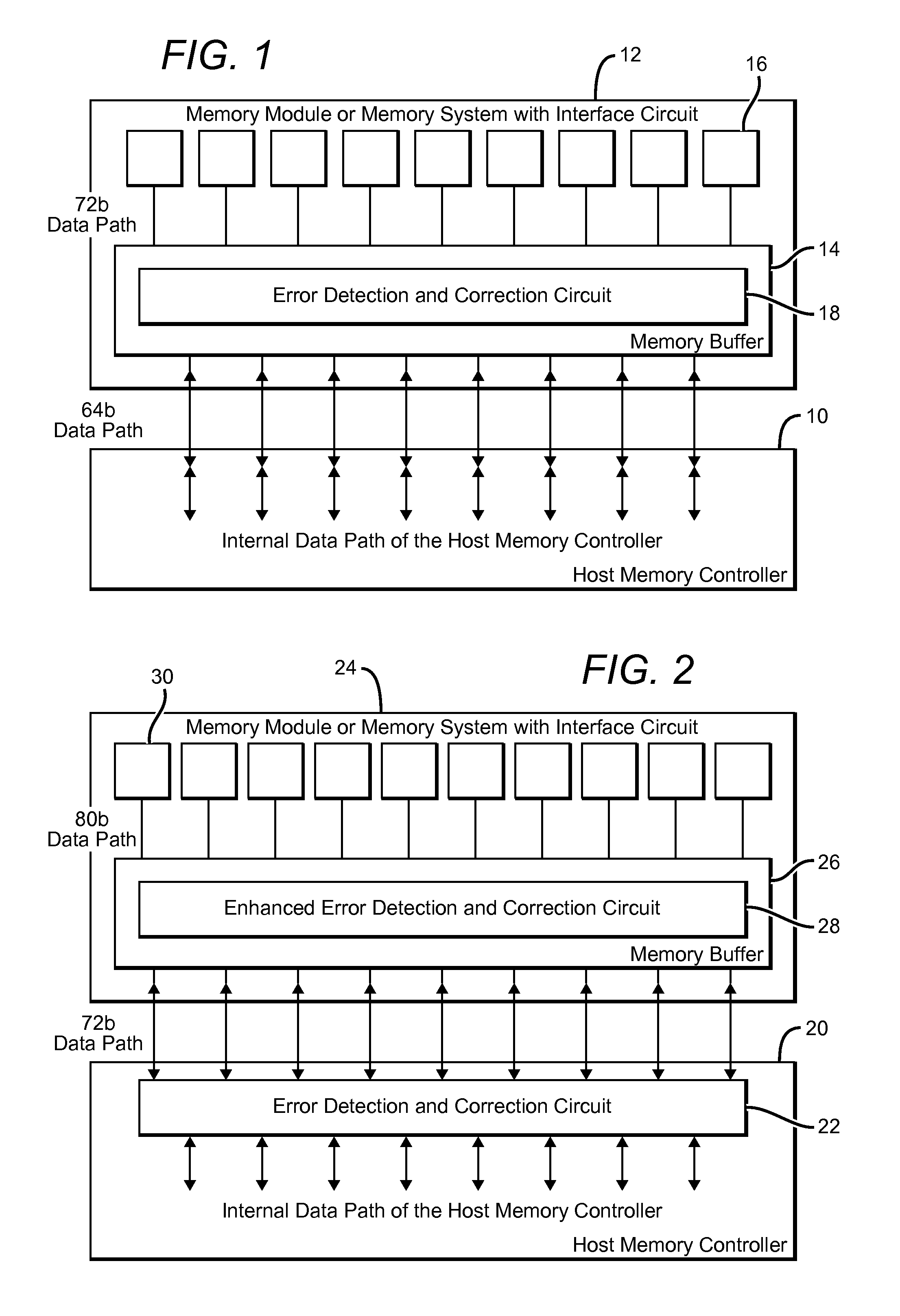 Systems and methods for error detection and correction in a memory module which includes a memory buffer