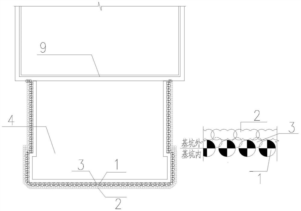 Underground station end well front upper part air-shaft-containing structure and undercrossing construction method thereof