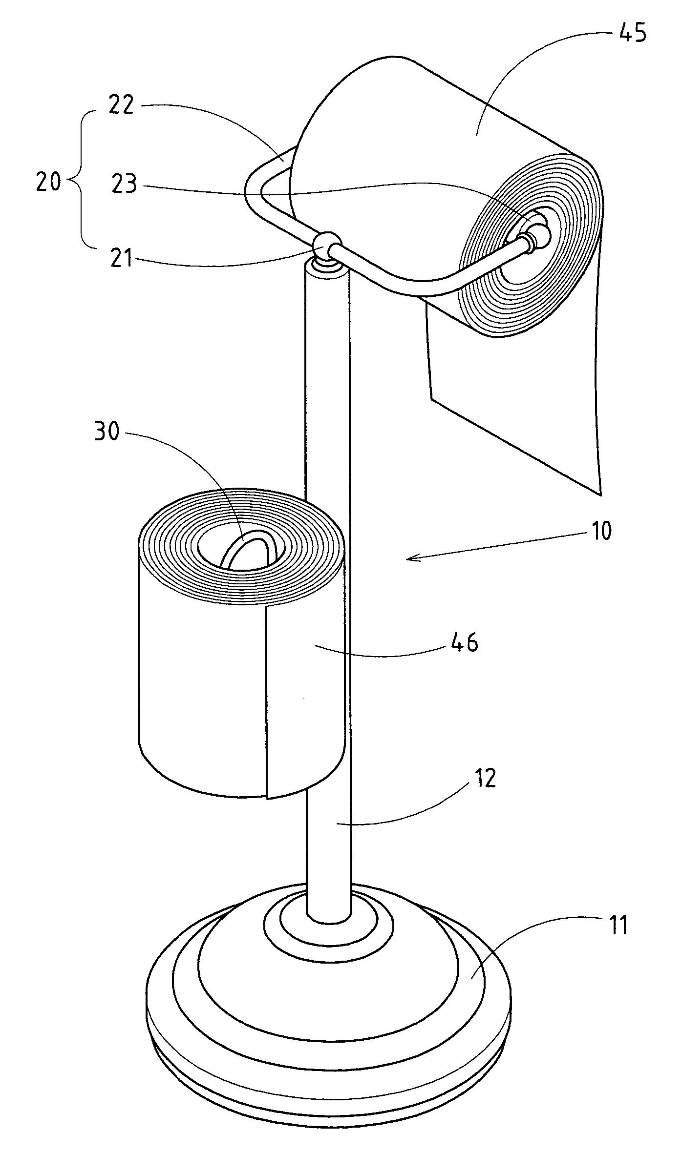 Floor rack for holding a paper towel roll and the like