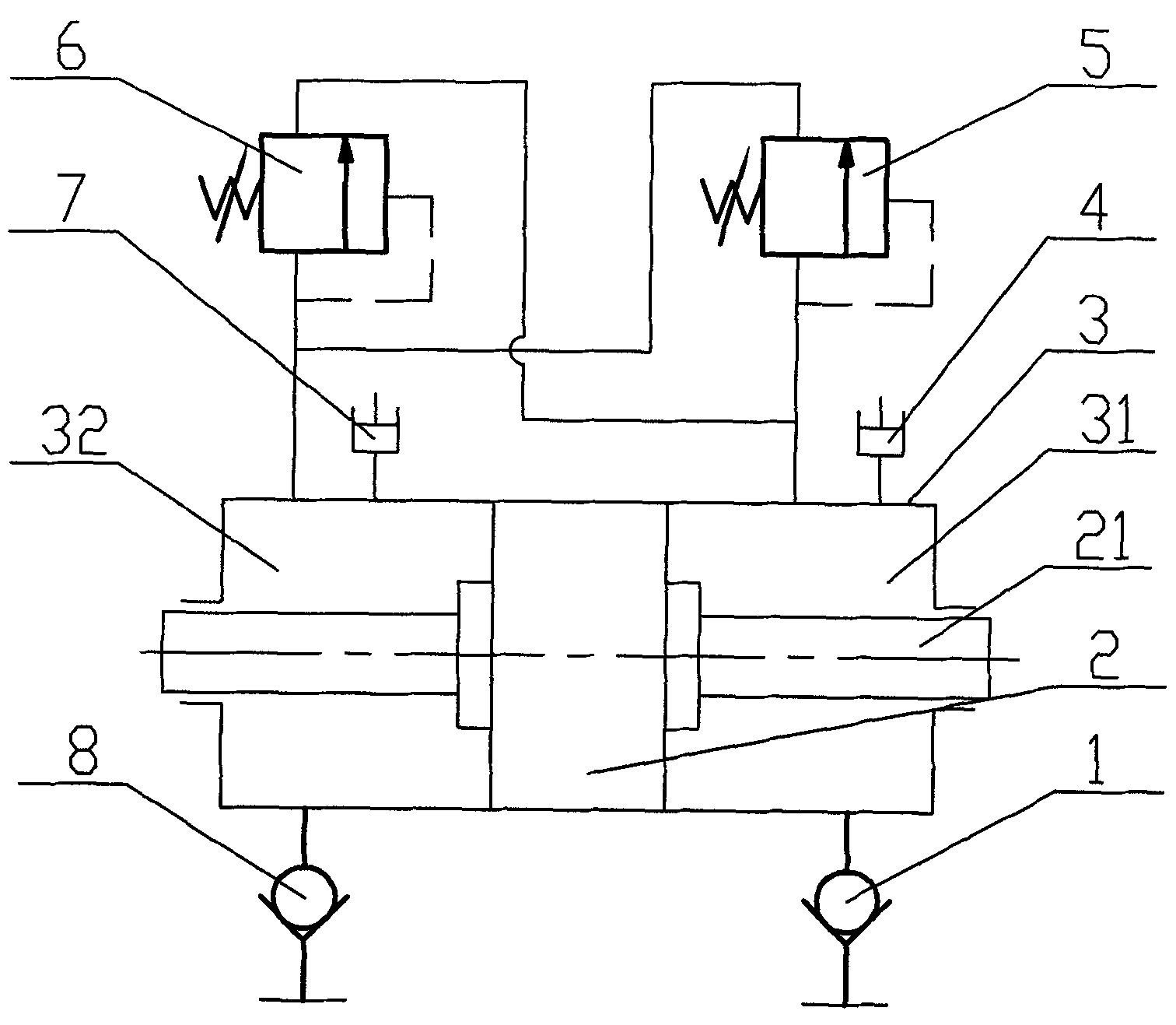 Internal recycle balance pressure oil cylinder