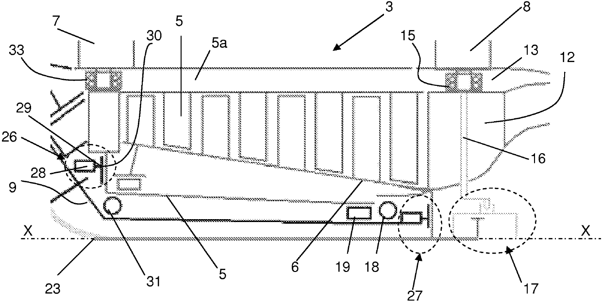 Aircraft comprising turbine engine incorporated into the rear fuselage comprising system for blocking the fans