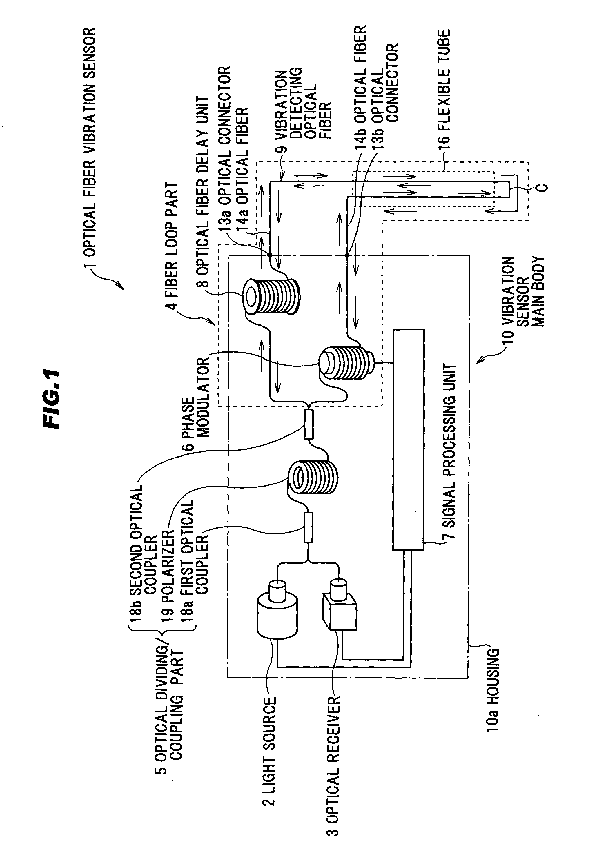 Optical fiber vibration sensor