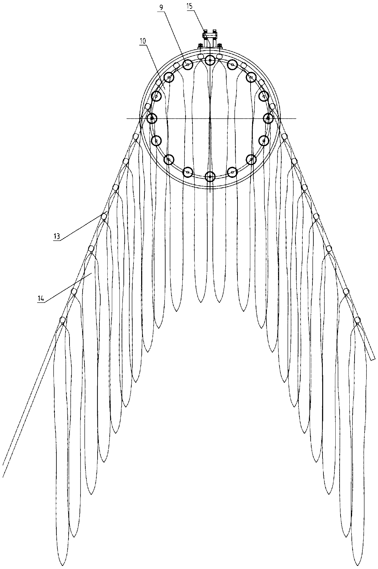 Rotary retractable claw-type raft frame seedling rope harvesting and transferring device and system