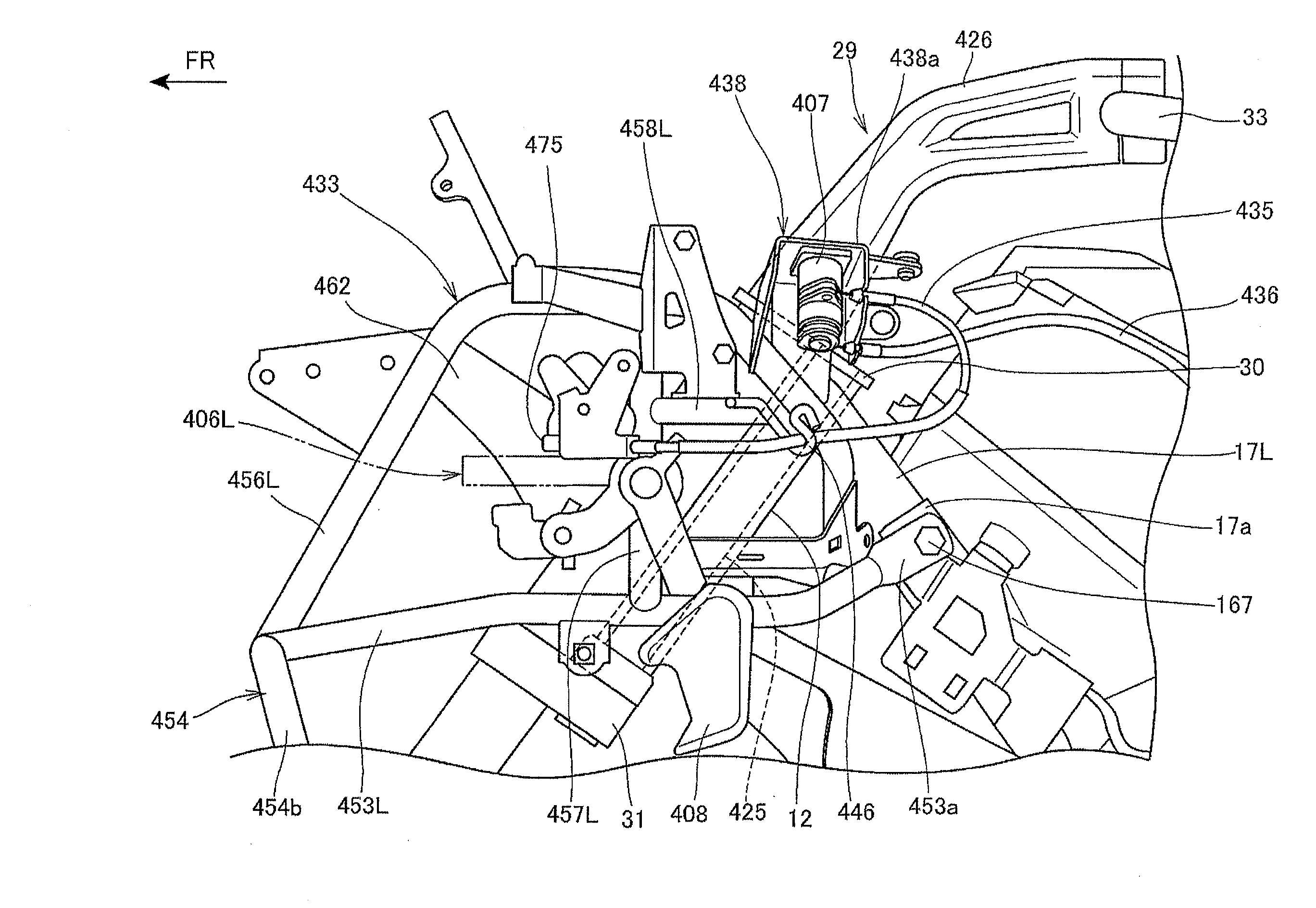 Locking structure for saddle type vehicle