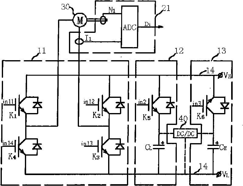 Motor control system capable of realizing high-efficiency recovery of kinetic energy and control method thereof