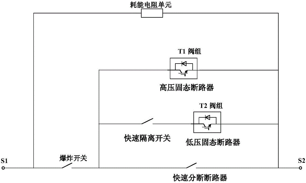 High-power hybrid type direct current circuit breaker