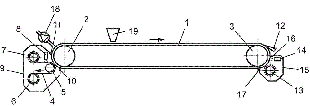 Cleaning installation for a continuous belt consisting of metal, and a strip caster installation comprising such a cleaning installation