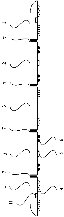 Power source centralized type internal combustion power dispersing type motor train unit