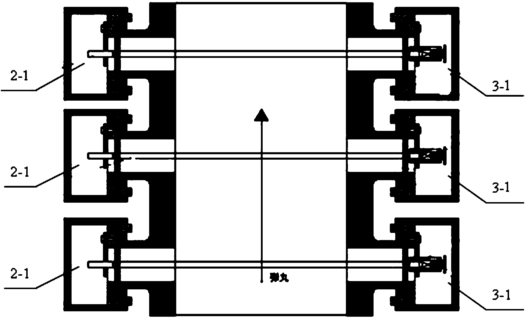 Laser light curtain blocking type speed measuring system for measuring light-gas gun millimeter-level bullet speed