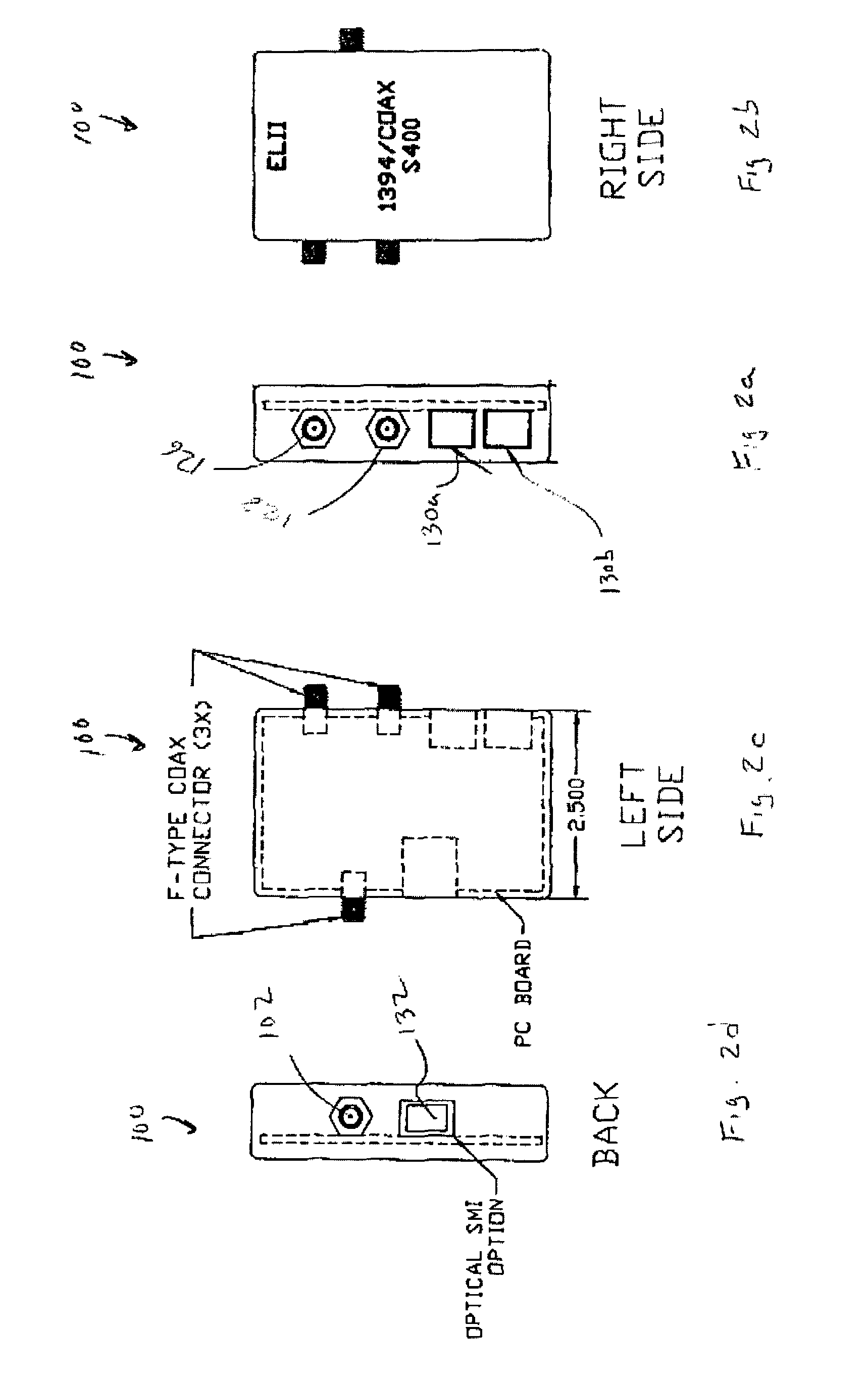 IEEE 1394 to coaxial cable adapter