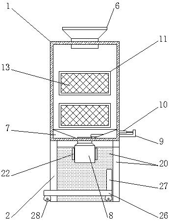 A slag removal device for feed production