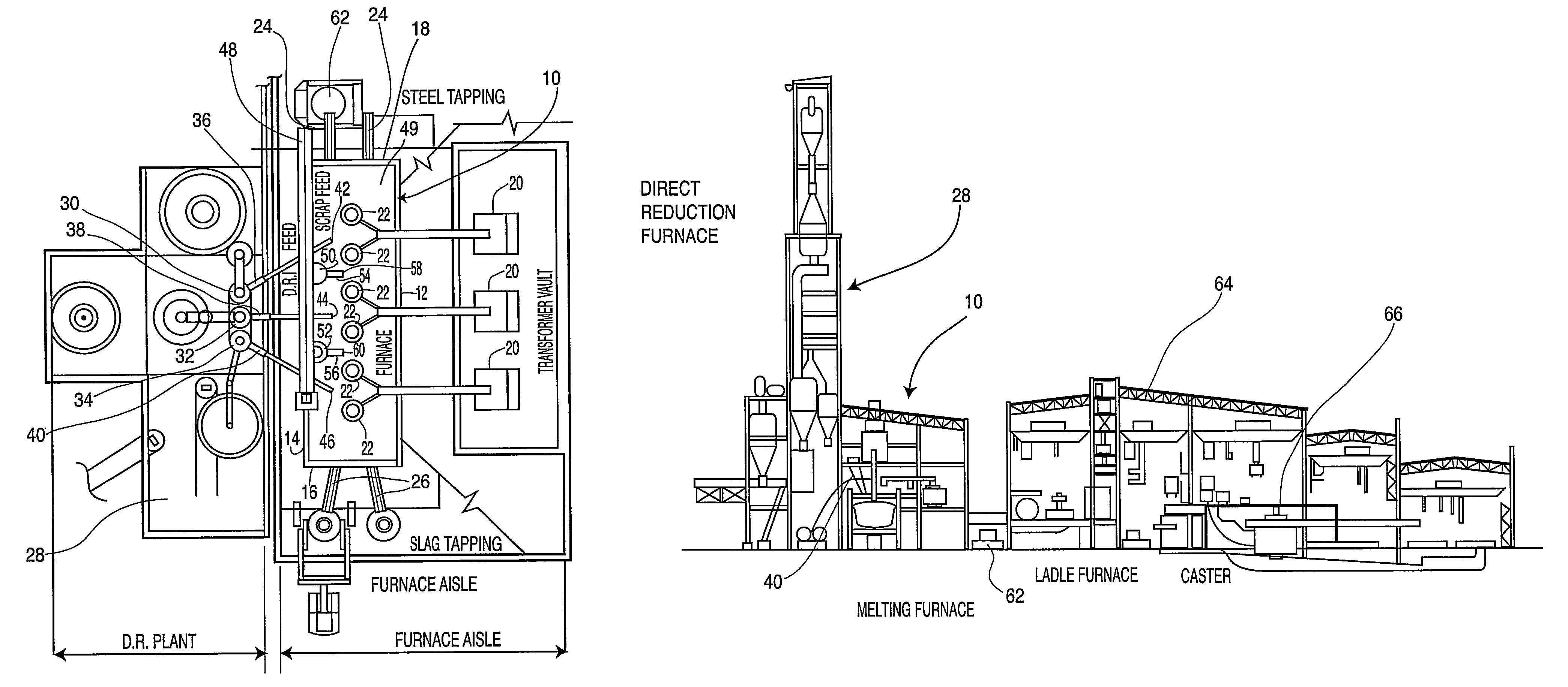 Plant for use in continuous steelmaking process