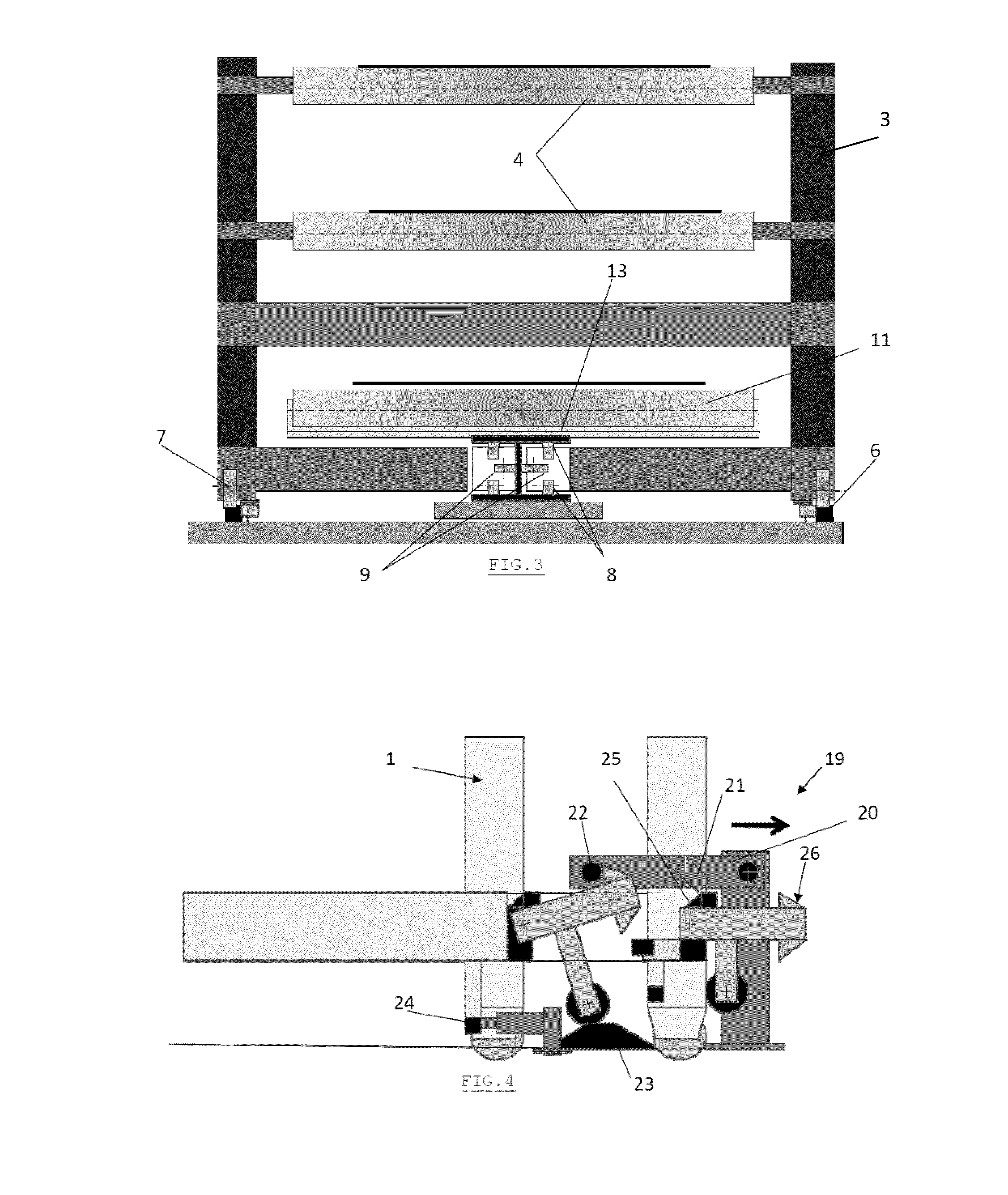 Horizontal Strip Accumulator with Telescoping of Strip Support Roll Carriages and Passive Location Systems Thereof