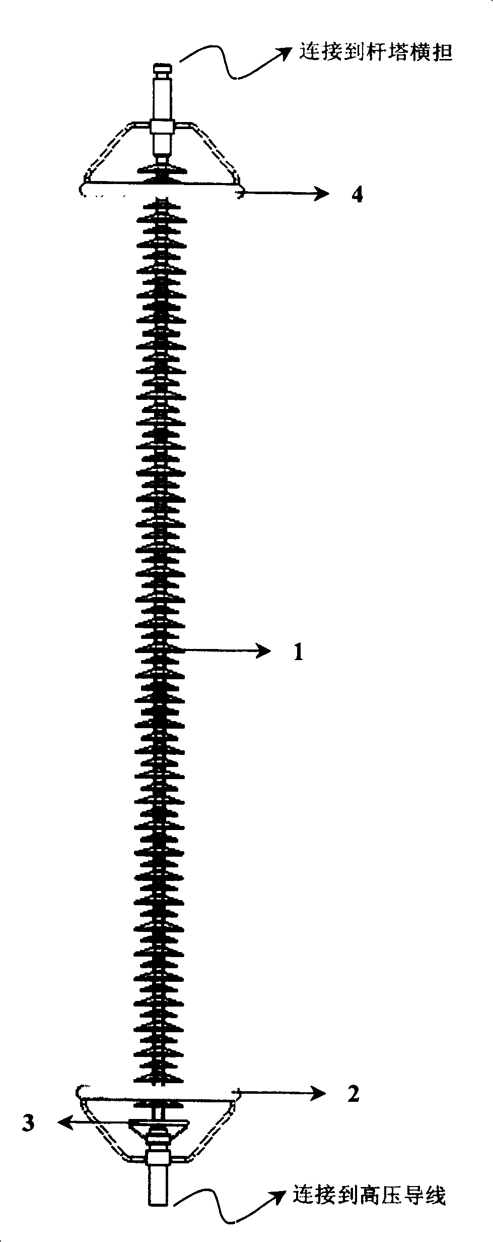 Composite insulator big and small strapped configuration structure for super/extra high voltage transmission line