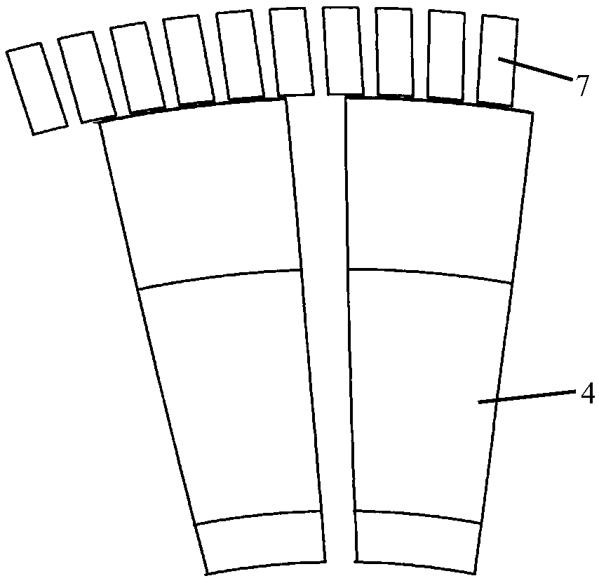 An axially forward, radially inclined anti-blade angular seam processing casing