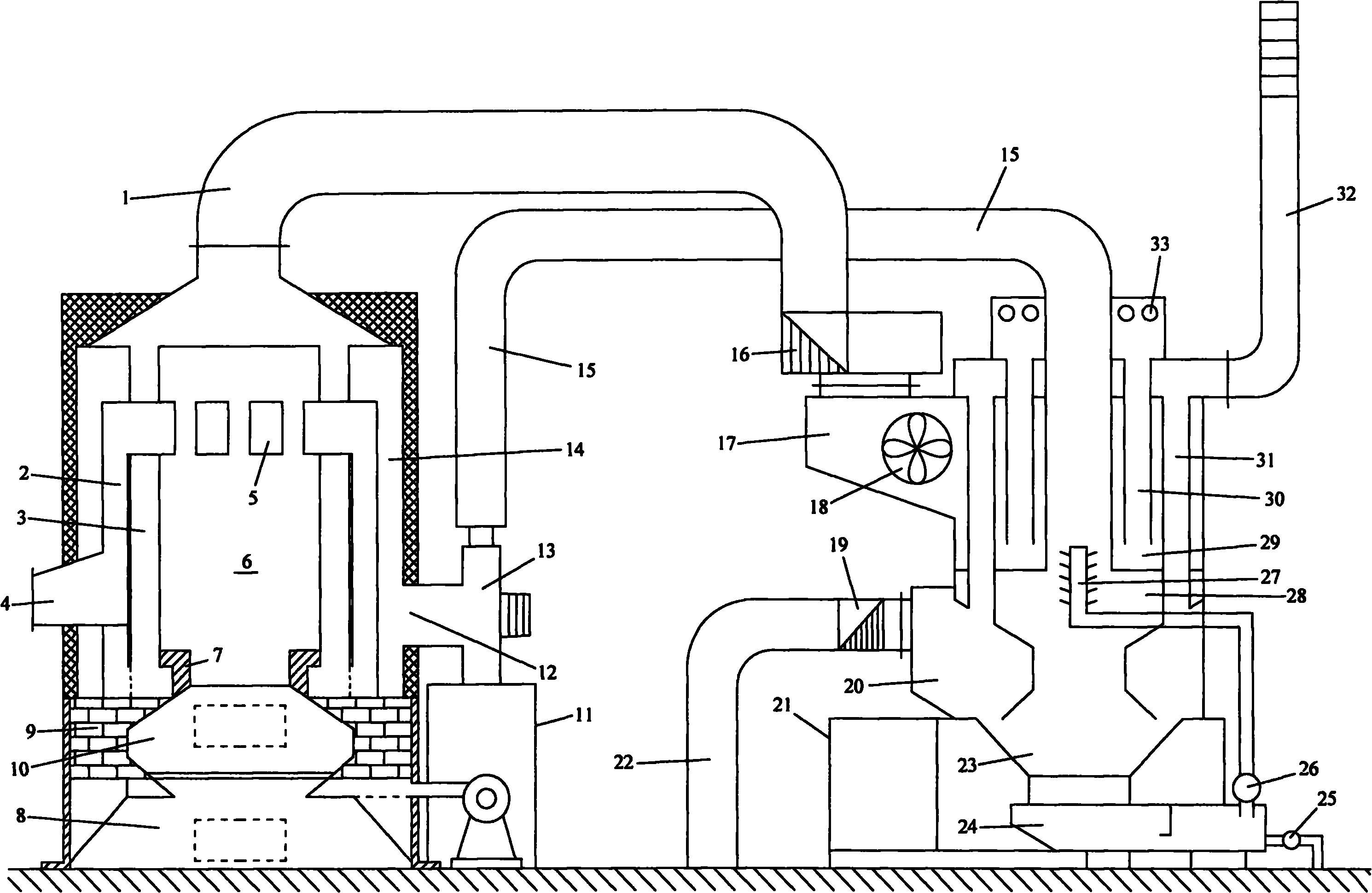 Air-returning decompressing high temperature hot blast stove capable of dedusting and removing smoke with calandria