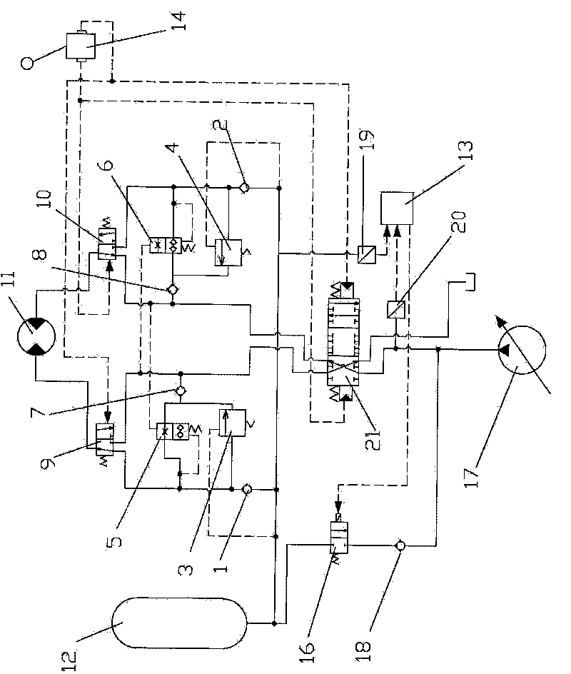 Rotary decelerating and braking energy recovery system of hydraulic excavator