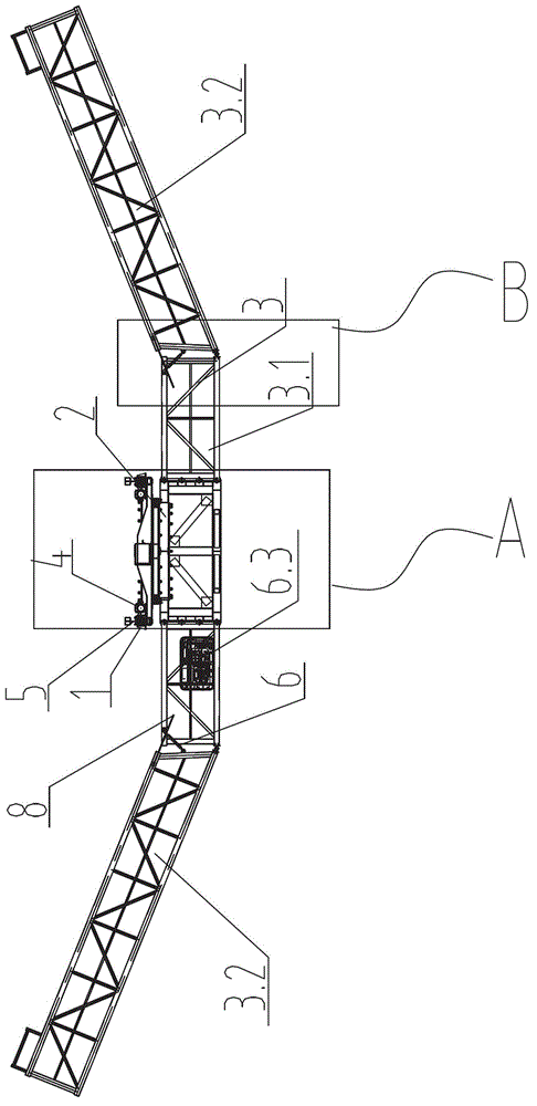 Total-length traveling rotary pile-passing beam bottom inspection vehicle system