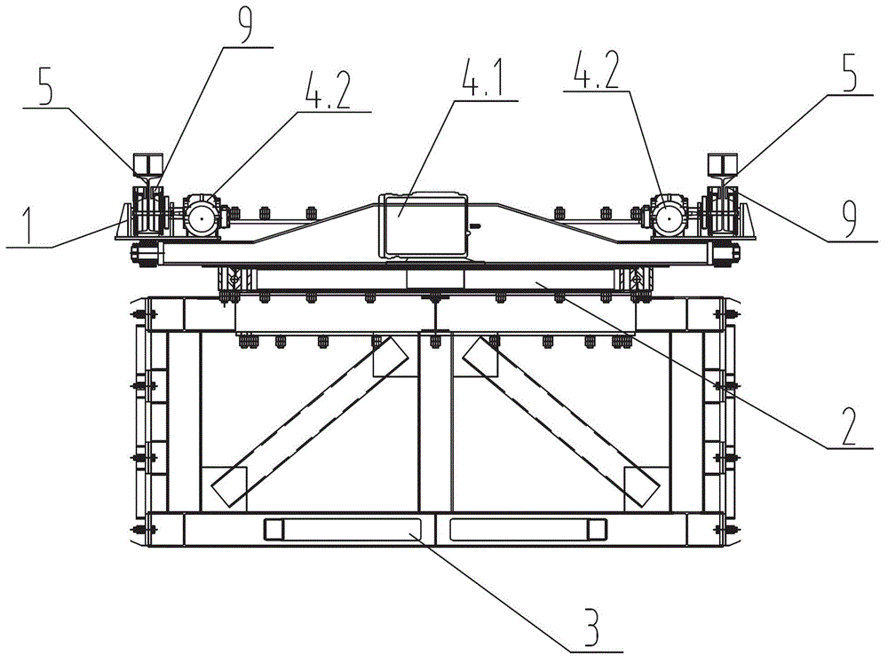 Total-length traveling rotary pile-passing beam bottom inspection vehicle system