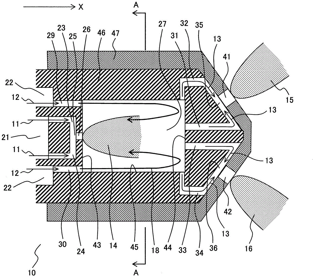 Atomizer, combustion device including atomizer, and gas turbine plant