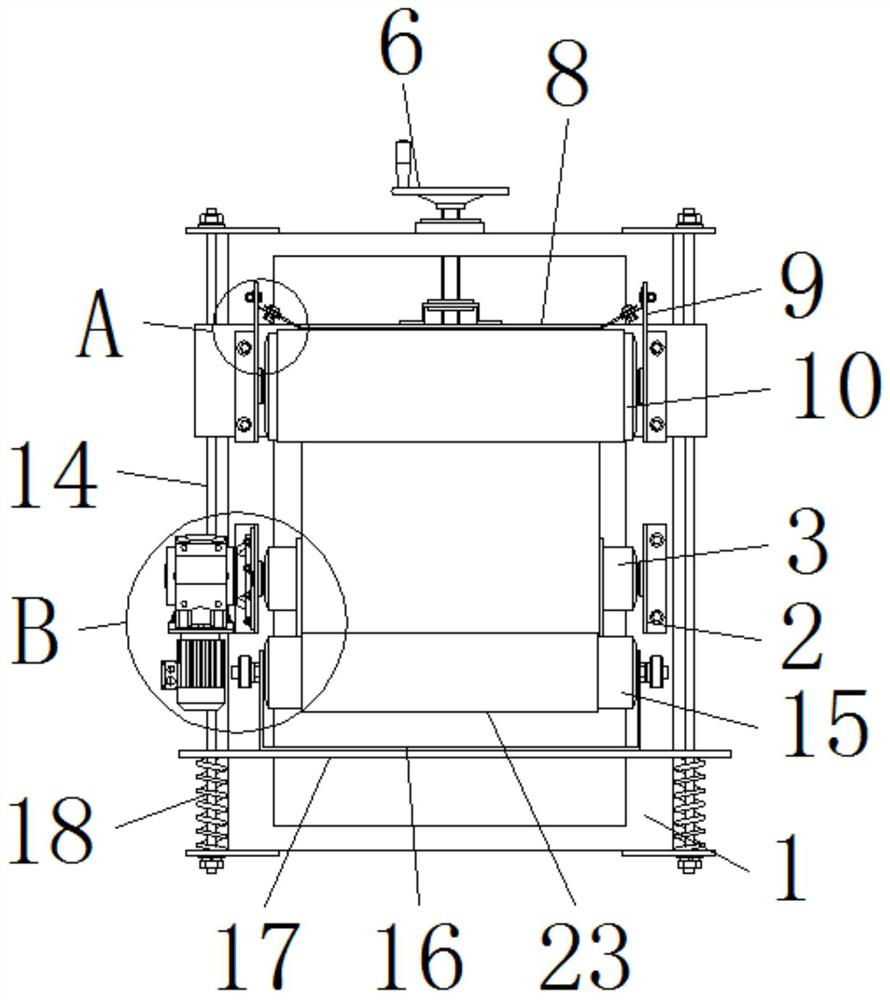 Release film winding and recycling device with deviation rectifying structure