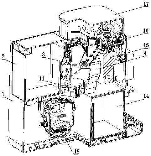 Coffee machine capable of achieving full-automatic water feeding and bean grinding