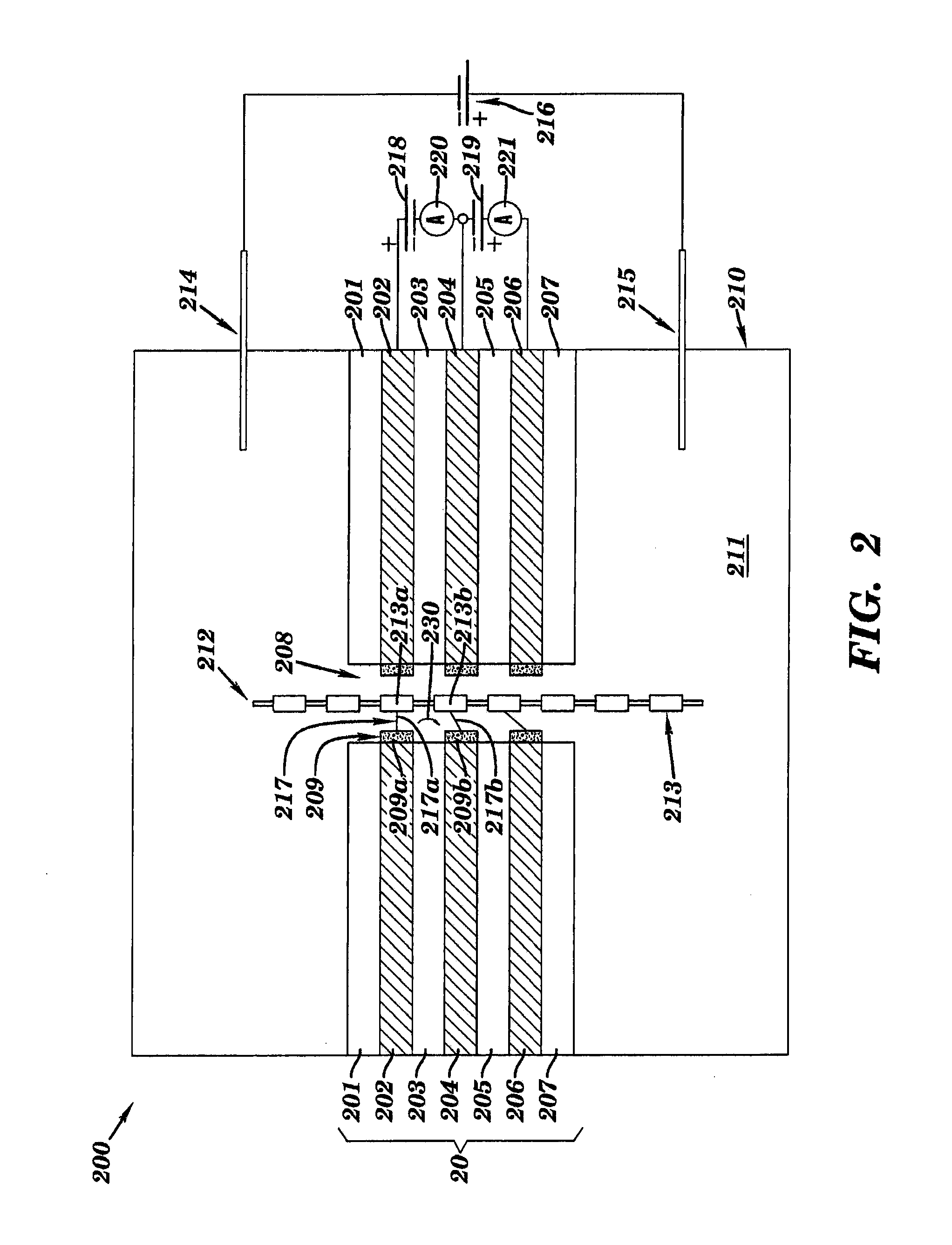 DNA sequencing using multiple metal layer structure with organic coatings forming transient bonding to DNA bases