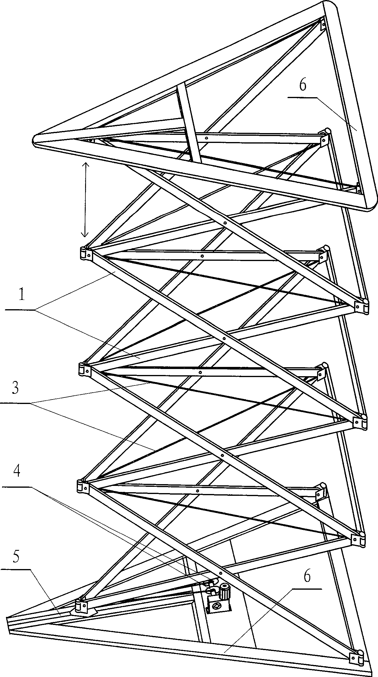 Traction driven shearing fork telescopic lifting mechanism