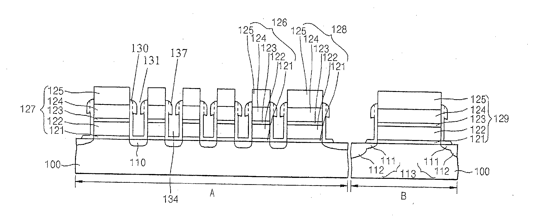 Semiconductor devices comprising a plurality of gate structures