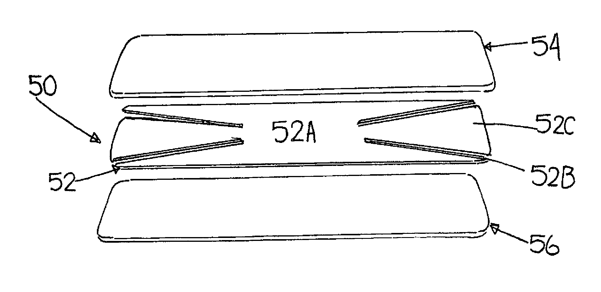 Three part laminated construction