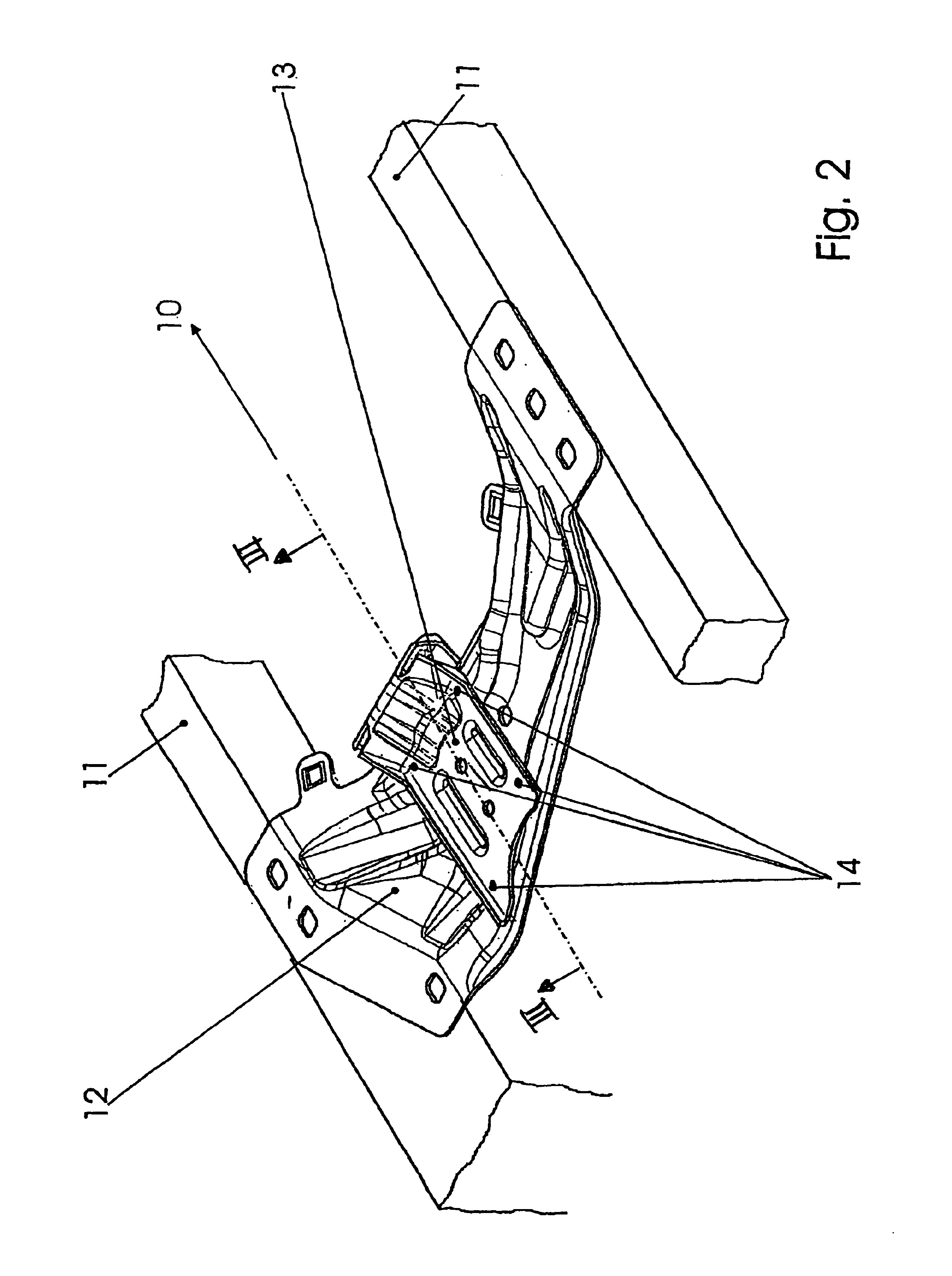 Power unit mounting for motor vehicles with collision separation